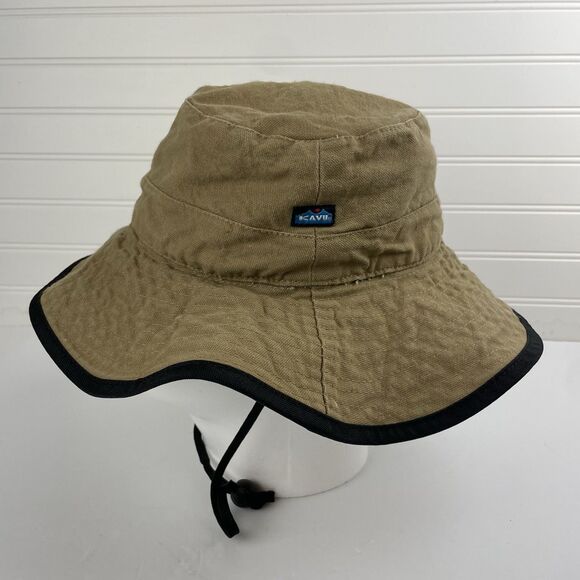 Kavu Bucket Hat Khaki Tan Boonie Fishing Outdoor Hiking Drawstring USA Made - Picture 2 of 7